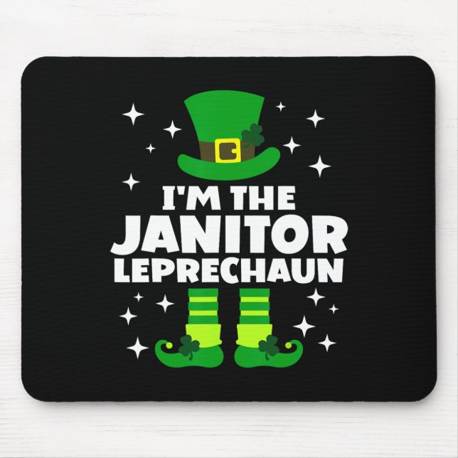 Funny Irish Janitor Leprechaun Happy St Patricks D Mouse Mat (Front)