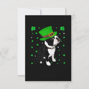 Funny Irish Leprechaun Hat Boston Terrier RSVP Card