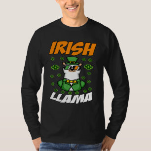 Funny Irish Llama Alpaca Face Cute St Patrick Day T-Shirt