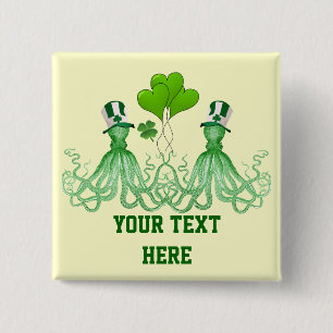 Funny Irish octopi St Patrick's day 15 Cm Square Badge