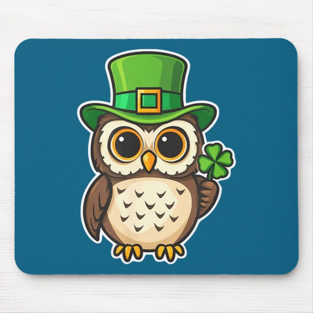 Funny irish owl st patrick's day lucky charm  mouse mat (Front)