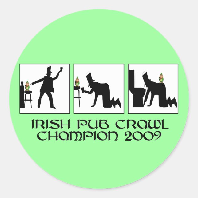 Funny Irish pub crawl Classic Round Sticker (Front)