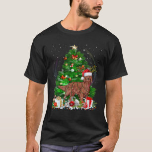 Funny Irish Setter Christmas Tree Light Pajama Dog T-Shirt