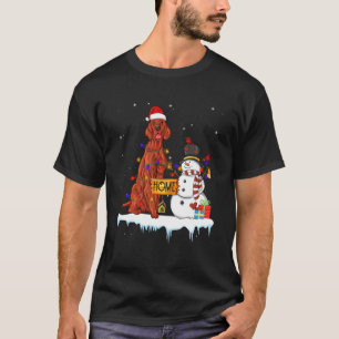 Funny Irish Setter Dog Christmas Snowman Xmas Ligh T-Shirt