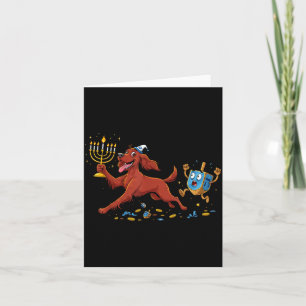 Funny Irish Setter Dreidel Menorah Hanukkah Kids W Card