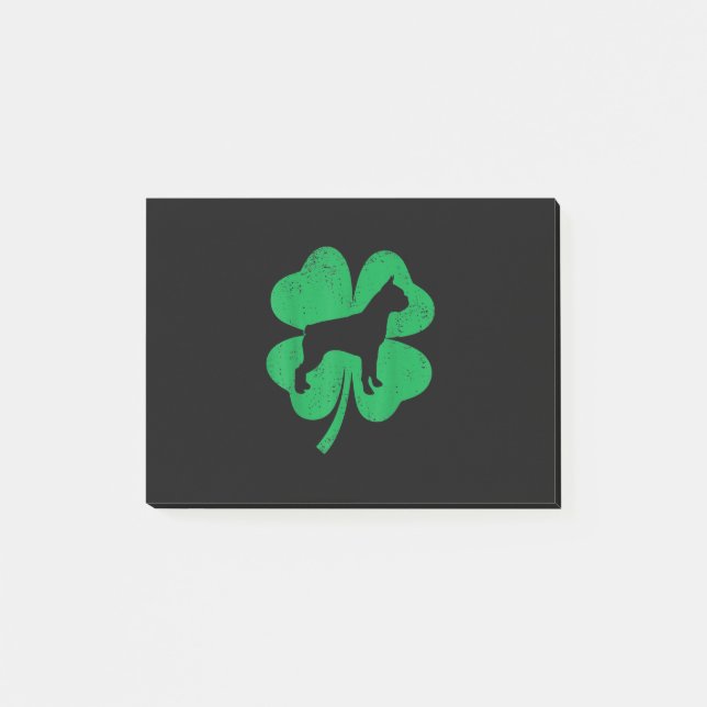 Funny Irish Shamrock Leaf Boston Terrier Post-it Notes (Front)