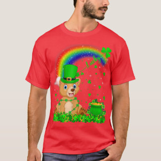 Funny Irish Shamrock Rainbow Lucky Bear St Patrick T-Shirt