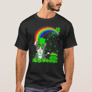 Funny Irish Shamrock Rainbow Lucky Cat St Patrick' T-Shirt