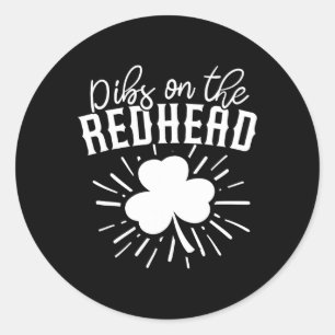 Funny Irish St Patricks Day Shamrock Dibs On The R Classic Round Sticker