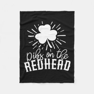 Funny Irish St Patricks Day Shamrock Dibs On The R Fleece Blanket