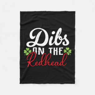 Funny Irish St Patricks Day Shamrock Dibs On The R Fleece Blanket