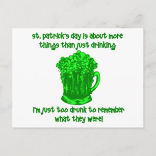 Funny Irish St Patricks Drinking Postcard