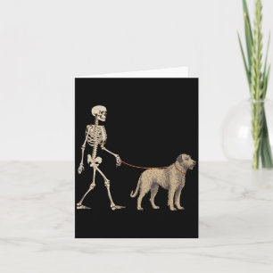 Funny Irish Wolfhound Skeleton Dog Walking Card