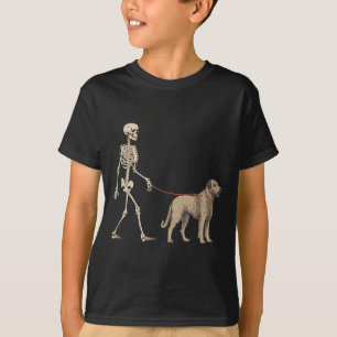 Funny Irish Wolfhound Skeleton Dog Walking T-Shirt