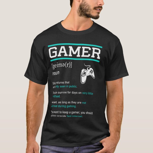 Funny Ironic Gamer Definition Pc Game Gaming T-Shirt (Front)