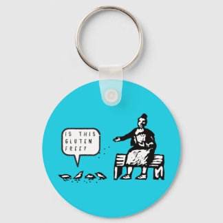 Funny Is This Gluten Free Birds Cartoon Key Ring