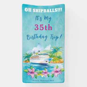 Funny Island Beach Birthday Cruise Ship Door Banner