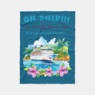 Funny Island Cruise Ship Family Reunion Fleece Blanket
