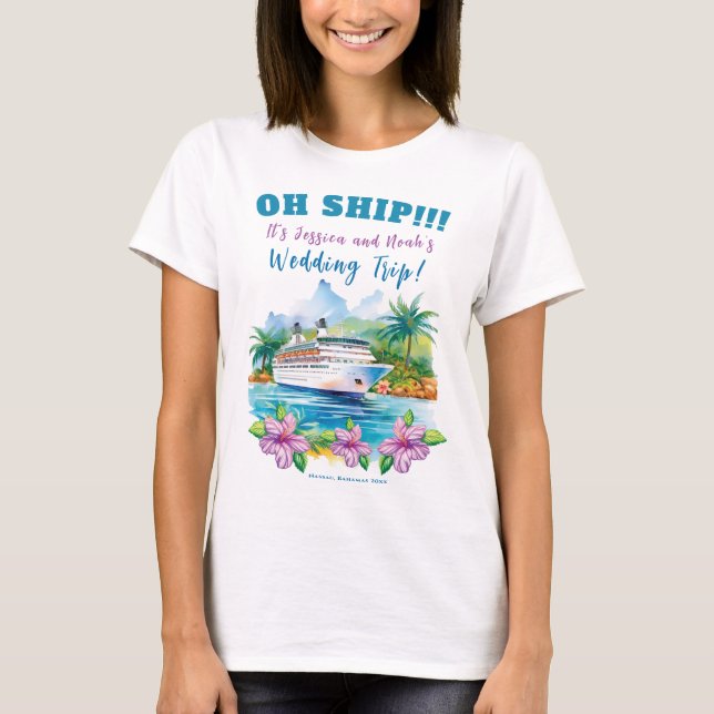 Funny Island Cruise Ship Wedding Party T-Shirt (Front)