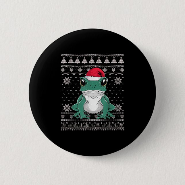 Funny Ison Dart Frog Ugly Christmas Sweater Santa  6 Cm Round Badge (Front)
