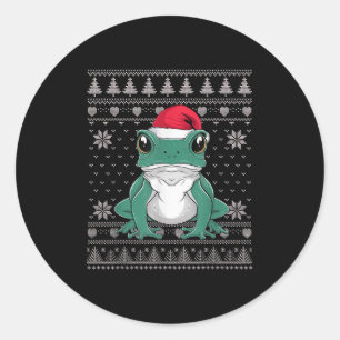 Funny Ison Dart Frog Ugly Christmas Sweater Santa  Classic Round Sticker