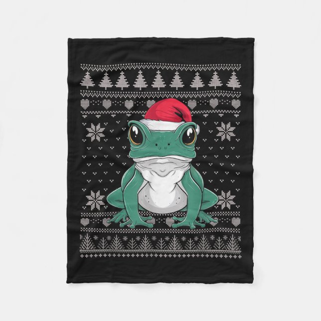 Funny Ison Dart Frog Ugly Christmas Sweater Santa  Fleece Blanket (Front)