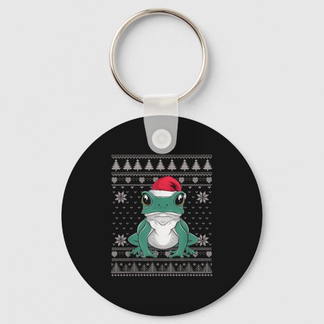 Funny Ison Dart Frog Ugly Christmas Sweater Santa  Key Ring (Front)