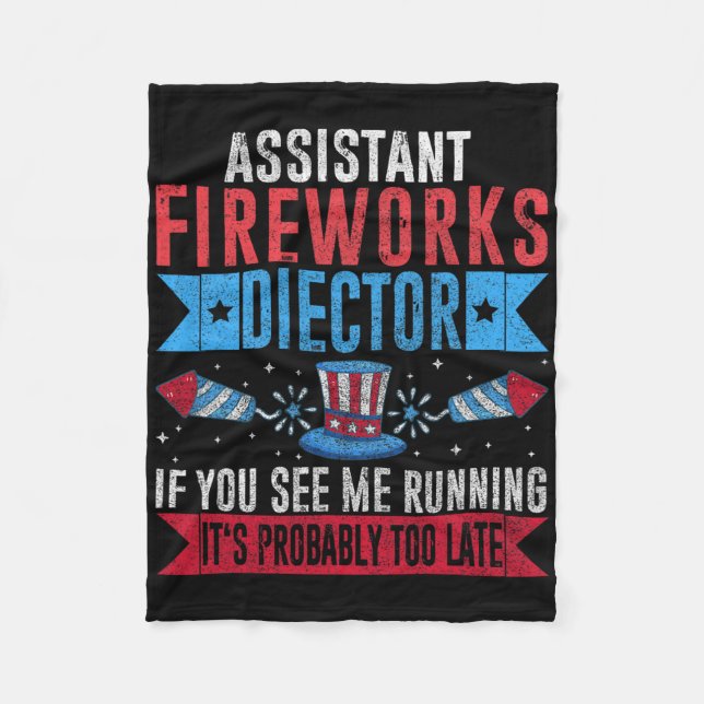 Funny Istant Fireworks Director I Run You Run 4th  Fleece Blanket (Front)