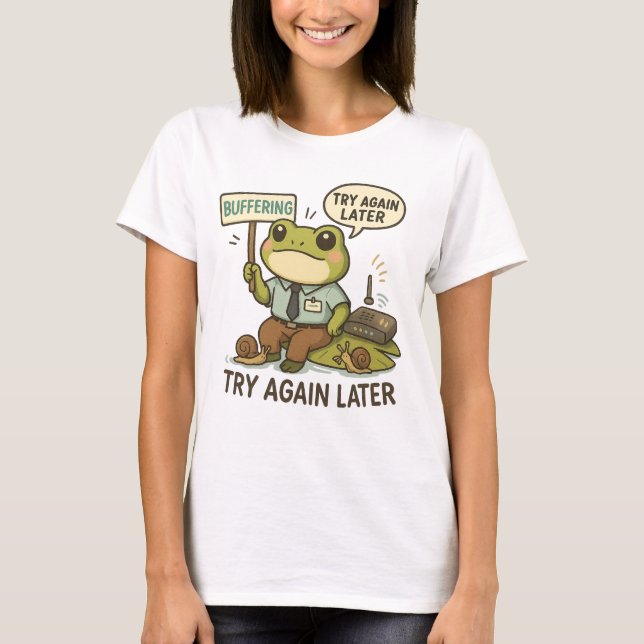 Funny IT Frog T-Shirt - "Buffering" Tech Support  (Front)