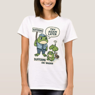 Funny IT Frog T-Shirt - "Buffering" Tech Support