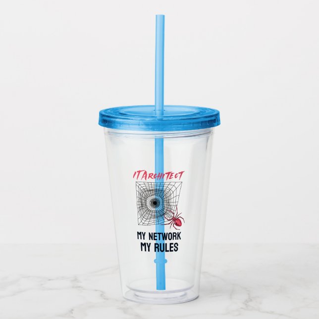 Funny IT Network Admin Humour Gift Acrylic Tumbler (Front)