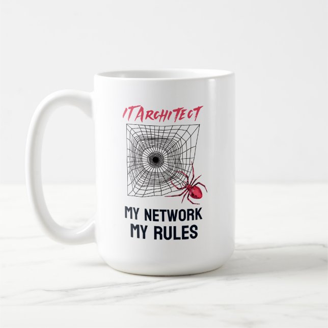 Funny IT Network Admin Humour Gift Coffee Mug (Left)