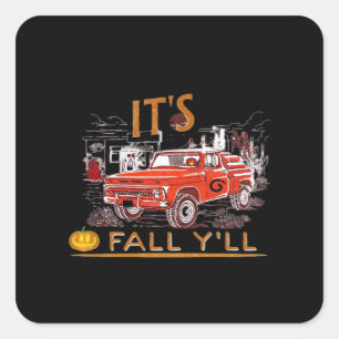 Funny It’s Fall Y’all Cute Gnomes Pumpkin Square Sticker