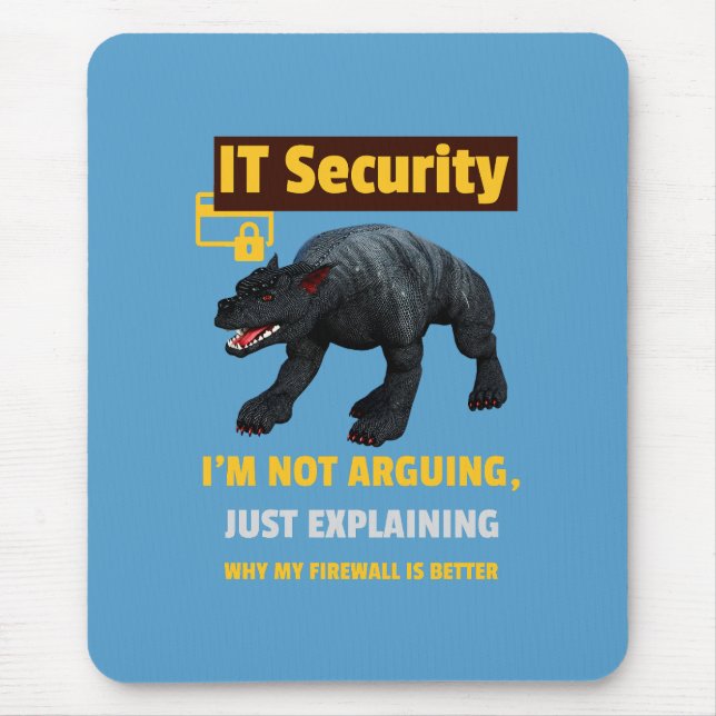 Funny IT Security Explaining Tech Humour Design Mouse Mat (Front)