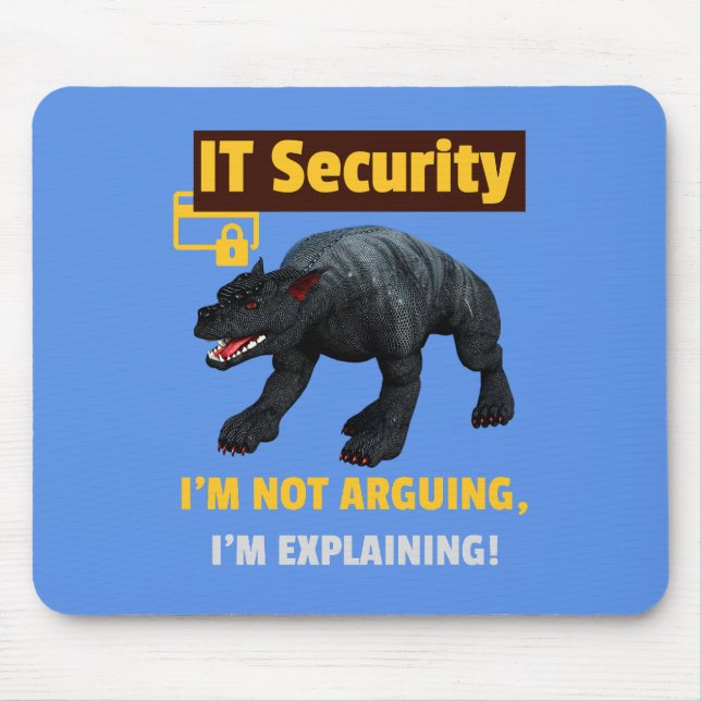 Funny IT Security Explaining Tech Humour Design Mouse Mat (Front)