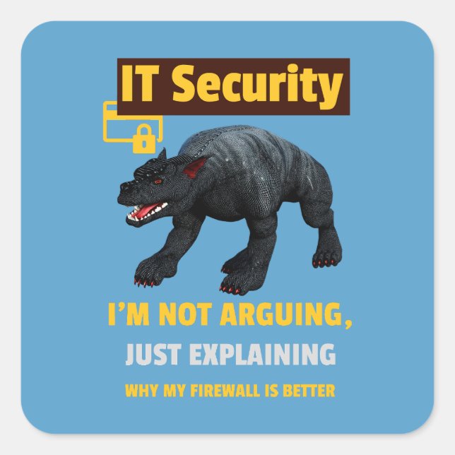 Funny IT Security Explaining Tech Humour Design Square Sticker (Front)