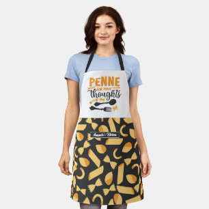 Funny Italian Food Pun Chef Cooking Pasta Pattern Apron
