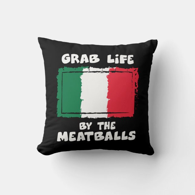Funny Italian Gift Idea Meatball Italy Flag1 Cushion (Front)