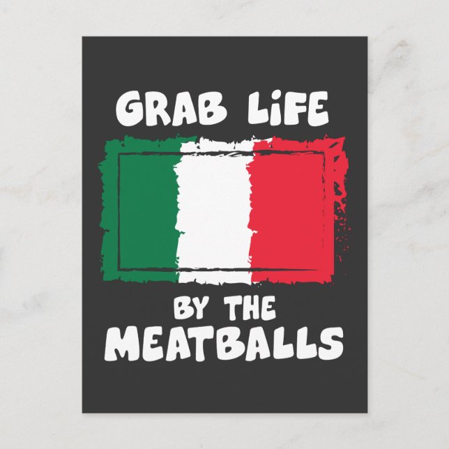 Funny Italian Gift Idea Meatball Italy Flag1 Postcard (Front)