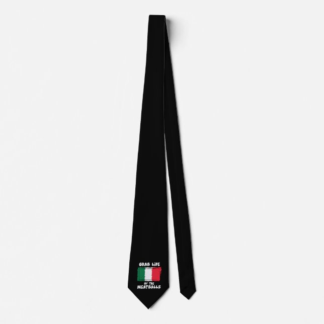 Funny Italian Gift Idea Meatball Italy Flag1 Tie (Front)
