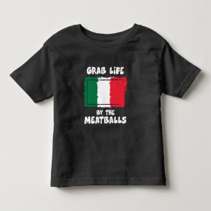 Funny Italian Gift Idea Meatball Italy Flag1 Toddler T-Shirt