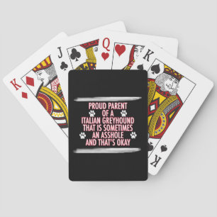 funny italian greyhound gifts  dog mom dad playing cards