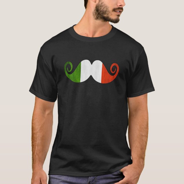 FUNNY ITALIAN MUSTACHE T-SHIRT Pride of Italy Flag (Front)