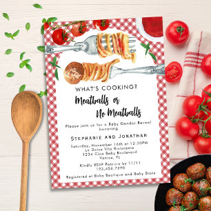 Funny Italian Pasta Meatballs Gender Reveal Party Invitation