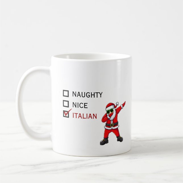 Funny Italian Santa naughty nice Coffee Mug (Left)