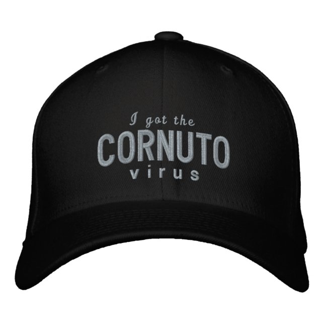 "Funny Italian Saying Cornuto Virus Corona Joke Embroidered Hat (Front)