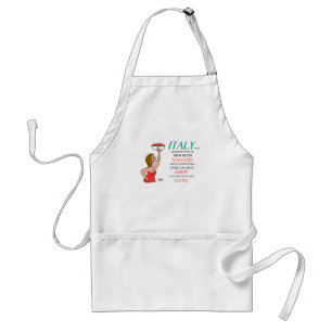 Funny Italian Women and Food of Italy Cartoon Art Standard Apron