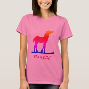 Funny "It's a Filly!" with Foal Silhouette T-Shirt