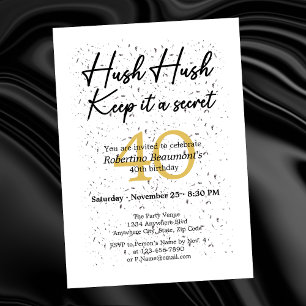 Funny It's A Secret White Black 40th Birthday Invitation