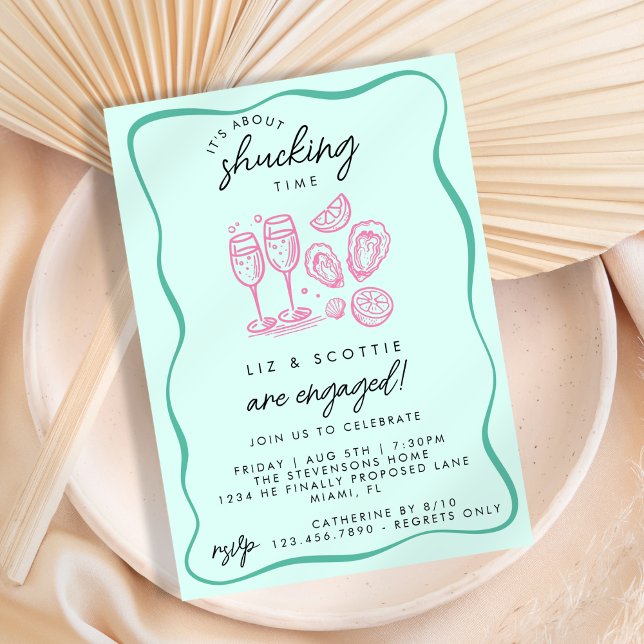 Funny It's About Shucking Time Oysters Engagement  Invitation (Creator Uploaded)